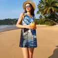 thumbnail image 3 of Lsque Vintage Starry Sky Shark Pattern Summer Dresses for Women – Sleeveless T-Shirt Swing Sundress, Perfect for the Beach and Casual Days, 3 of 7