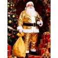 thumbnail image 3 of Men’s Santa Claus Costume Set – 12-Piece Christmas Suit with Gold Foil Print, Laser Patent Leather Jacket & Pants, Holiday Performance Outfit, 3 of 6