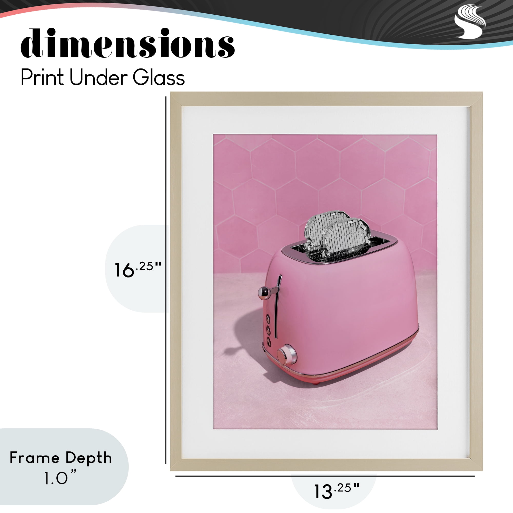 Stupell Industries Disco Toaster over Pink Birch Framed Print Under Glass, design by LISH Creative