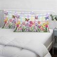 thumbnail image 3 of Tulips Spring Floral Pillow Covers, Linen Long Throw Pillow Case, Flowers Butterfly Plaid Pastoral Holiday Pillow Protector Decorative Cushion Cover for Living Room/Bedroom 12" x 20", 3 of 8
