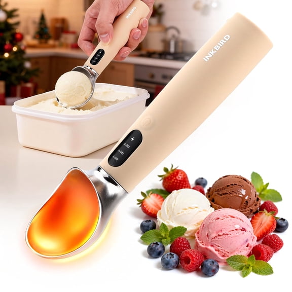 Heated Ice Cream Scoop Rapid Heating Food Grade Stainless Steel 3-Level Temperature Control Waterproof, Effortless Scooping for Seniors, Kids & Women