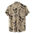 thumbnail image 5 of Hpapadks Summer Shirts for Men Casual Hawaii Floral Print Blouse Short Sleeve Lapel Buttons Mens Dress Shirts Khaki M, 5 of 6