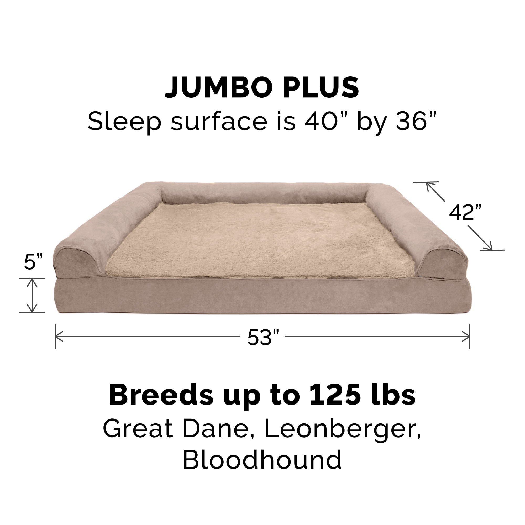 FurHaven Plush & Suede Full Support Mattress Sofa Pet Bed, Almondine, JumboPlus, 1 Count