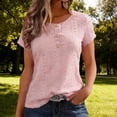thumbnail image 2 of Amzcrzy Summer Tops for Women Casual Solid Color Short Sleeve Women's Tops Fashion Button Down Crew Neck T Shirts Breathable Eyelet Beach Vacation Going Out Tops XL, 2 of 7