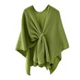 thumbnail image 2 of DPTALR Womens Solid Large Front Sweater Knitting Design Hollow Out Feel Wrap Topper Knitted Elegant Shawls Cape For Fall Winter, 2 of 5