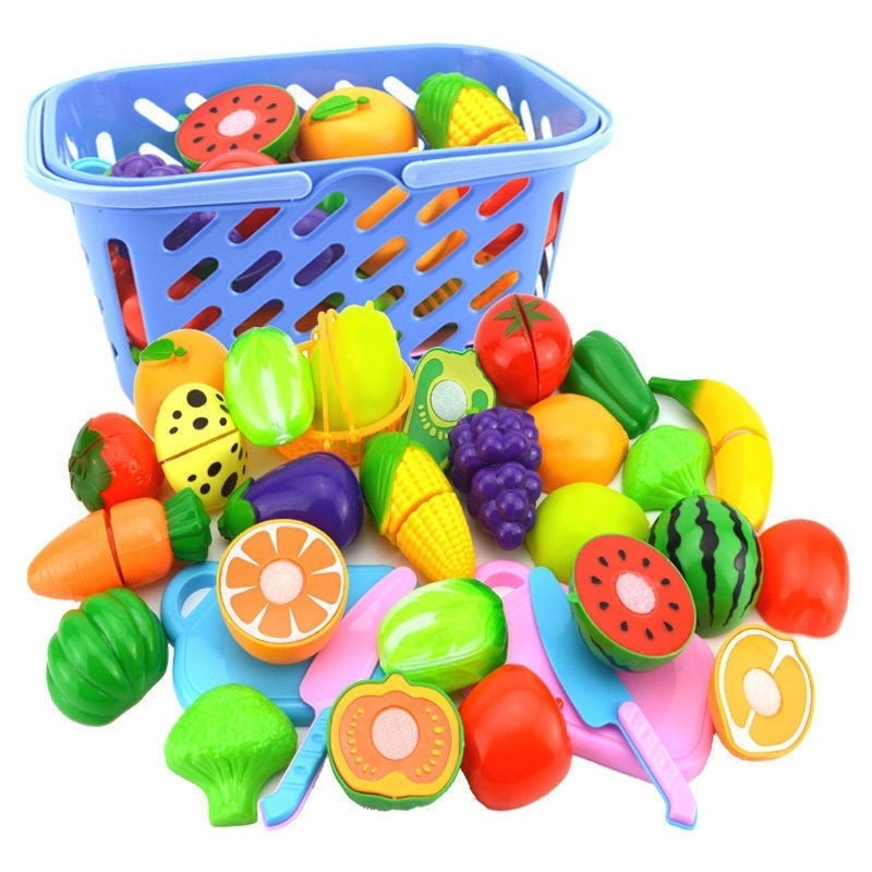 24pcs Kitchen Pretend Play Fruits Vegetable Cutting Toys Role Game House Food 