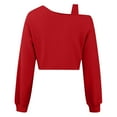 thumbnail image 5 of cocolona Womens Off The Shoulder Cropped Sweatshirt Fall Winter Solid Color Long Sleeve Shirts Fashion Casual Loose Pullover Tops, 5 of 7