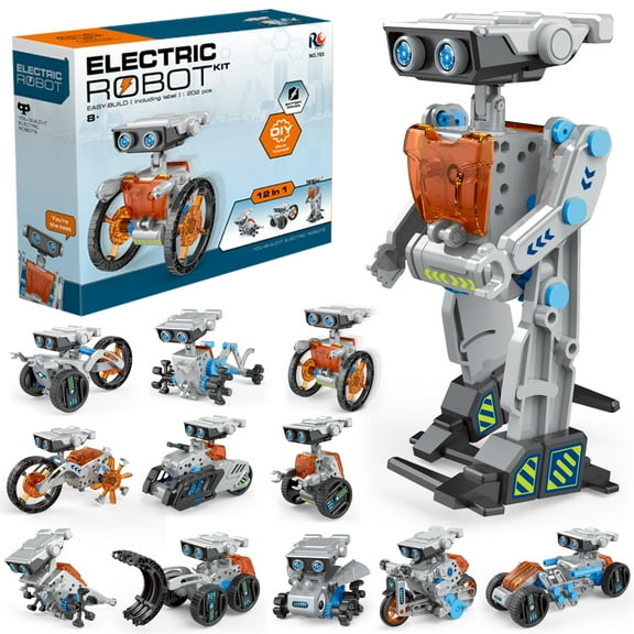 Solar robot building block set STEM gift, suitable for boys aged 3-13, 12 in 1 DIY educational robot toy, suitable for children and teenagers' birthdays, powered by solar energy or batteries
