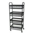 thumbnail image 1 of Benzara Four Tier Mesh Type Metal Storage Cart with Casters, Black, 1 of 5