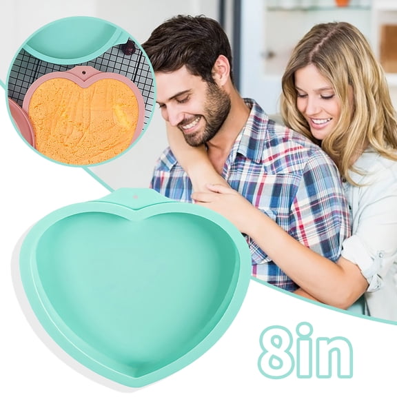 Uioepy Liquidation Heart-Shaped Rainbow Cake Tray Mold, Silicone Baking Tray Mold, Disc Chiffon Cake Layer-By-Layer Baking Tray Mold, Green 8-Inch 6“8'' Rainbow Cake Bread Mould Bakeware Pans Mold Bak