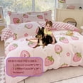 thumbnail image 2 of CinYana Pink Strawberry Duvet Cover,3 Pcs Kids Duvet Cover Set,Soft Reversible Comforter Cover,Kawaii Bedding Set for Girls Women Boys, 2 of 5