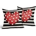 thumbnail image 2 of Valentine''s Day Pillow Covers 18X18 Inch Set of 2 Polka Dots Red Heart Stripes Valentine Decorative Pillow Cases Valentines Cushion Case Anniversary Wedding Home Decor for Sofa Couch Bedroom, 2 of 6
