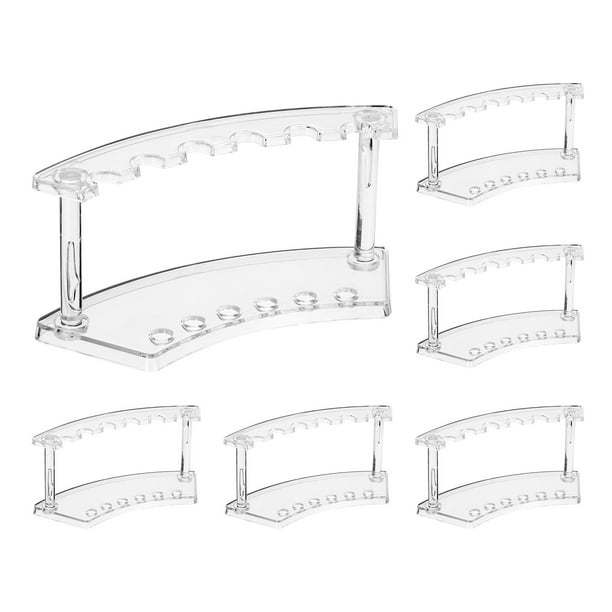 Soporte para bolígrafos de plástico de 6 piezas, soporte de exhibición de bolígrafos de acrílico de 6 ranuras, organizador vertical de brochas de maquillaje transparente