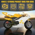 thumbnail image 6 of Floseru Dirt Bike 49cc 2 Stroke Pocket Bike, Mini Motorcycle for Kids, Gas Pocket Motorbike with Strong Dual Brake, Gas Power Motocross, Racing Max Speed 20Mph, Dual Headlights,Cool Appearance, 6 of 8