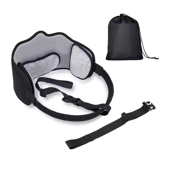 Adjustable Neck Traction Stretcher Strap for Pinched Nerves, Portable and Easy to Use with Release Buckle, Neck Decompression Device with Ear Hole for Indoors or Outdoors (Black )