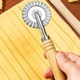 thumbnail image 4 of HWHCGZ 1Pc Pasta Cutter Wheel, Wooden Handle & Fluted Ravioli Crimper Pizza & Noodle Dough Cutter for Ravioli Pasta Dumplings,Silver, 4 of 9