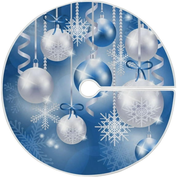 SKYSONIC Blue Ball Christmas Tree Skirt 36" Christmas Decorations Indoor Outdoor Tree Skir for Home Holiday Party Decorations Gift