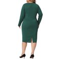 thumbnail image 3 of GRACE & GRANDEUR Robe Fourreau pour Femme Grande Taille Bureau Travail Manches Courtes Robe Vert Foncé 1X, 3 of 5
