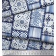 thumbnail image 2 of Soimoi Moss Georgette Fabric Paisley,Mandala & Quatrefoil Patchwork Printed Fabric 1 Yard 42 Inch Wide, 2 of 3