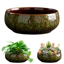 CSSAD Lotus Bowl Planter, Ceramic Lotus Seeds Bowls for Planting in Water, Lotus Pots for Water Plant Succulent Plants Hydroponic Plant, Green