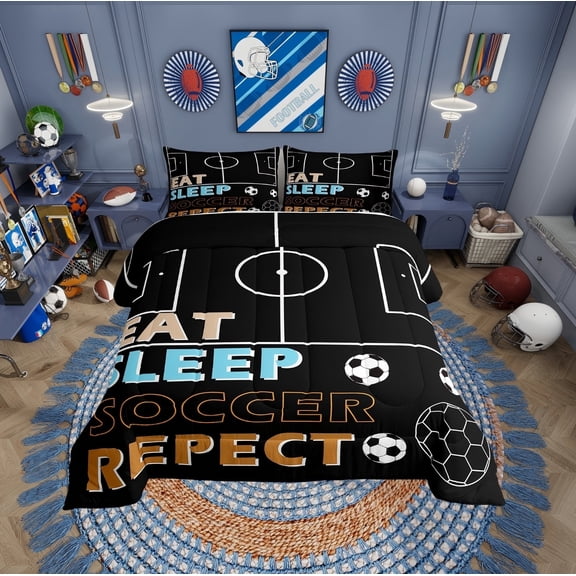 Erosebridal Soccer Bedding Sets Twinwith Comforter for Teens, American Football Duvet Insert, Retro Sports Decor, Ultra Soft