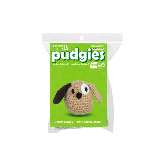 Leisure Arts - Crochet Kit, Pudgies Doggy Usa, 3", Crochet Kit For Beginners, Complete Kit, Animal Kits, Animal Diy Amigurumi Kits
