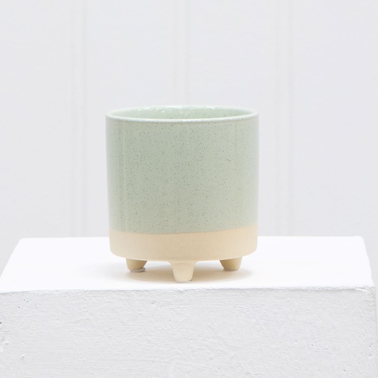 Mainstays 4" Two Tone Green Ceramic Footed Planter