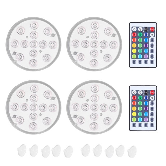 Luz LED sumergible de 4 Uds con ventosa magnética IP68 luz de estanque de 16 colores para fiesta de fuente de acuario