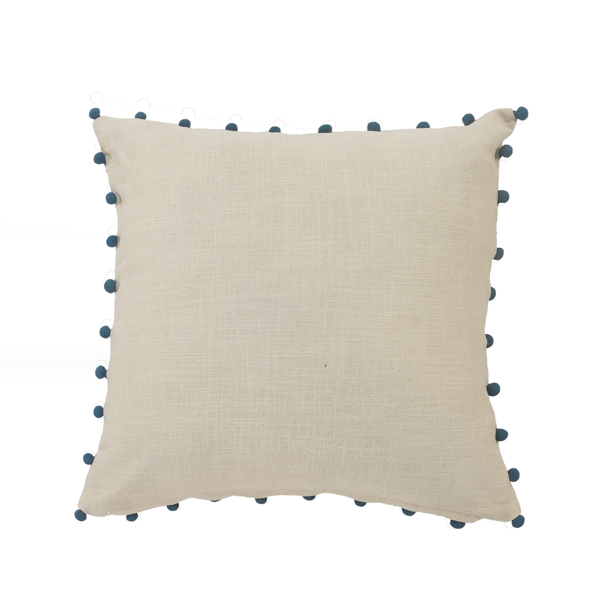Laddha Home Designs Hand Stitched Botanical Cotton Throw Pillow Cover - 20" - White and Blue