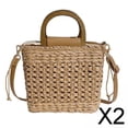 thumbnail image 1 of Bolso tejido a mano,Bolso de mano tejido de paja elegante para mujer,Bolsos casuales tejidos a mano con cordón para fiesta en la playa,Bolso bandolera informal Correas de hombro, 1 of 8