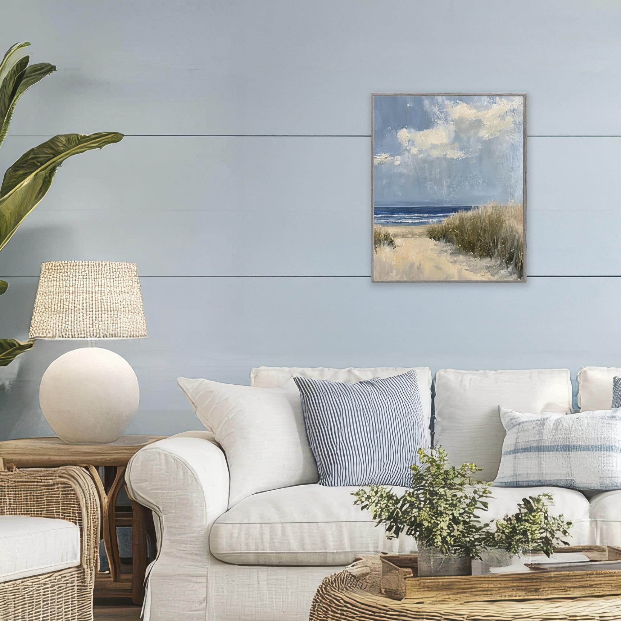 Stupell Industries In The Dunes By The Sea Gray Framed Giclee Art, design by Petal Prints Design