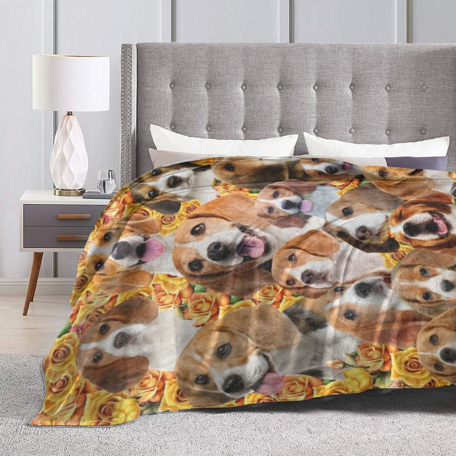 Wijzvio Beagle Dog Throw Blanket Soft Fuzzy Fleece Blanket For Couch Bed Living Room Decoration 50"X40"