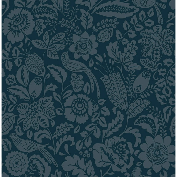 A-Street Prints Marta Navy Floral Trail Wallpaper