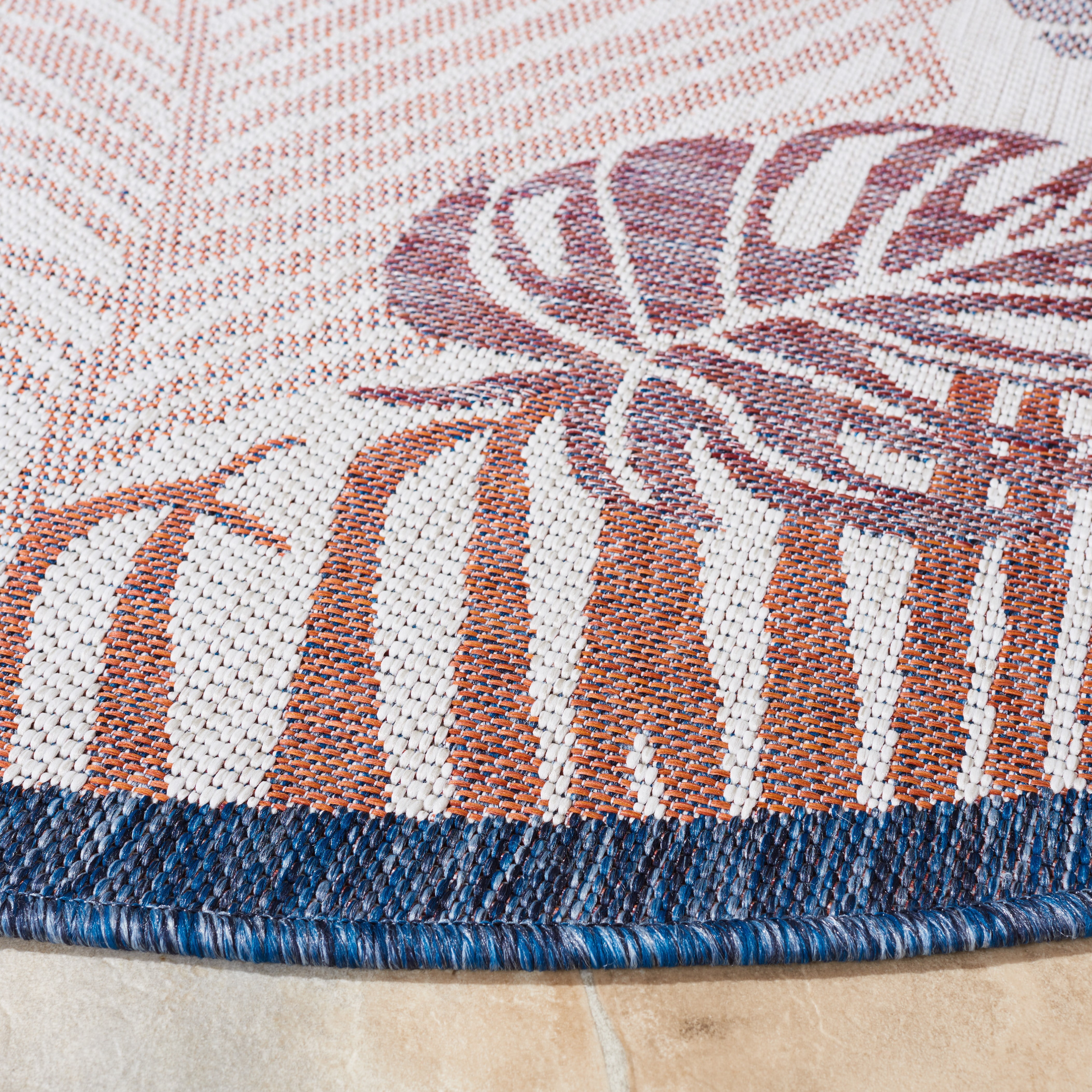 Safavieh Courtyard Nicholas Botanical Indoor/Outdoor Area Rug, Beige/Rust, 6'7" x 6'7" Round