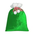 thumbnail image 5 of HomeDM Santa Claus Velvet Bags Christmas Santa Gift Bags with Drawstring Xmas Present Party Holiday Decor Xmas Stocking Stuffer Christmas Drawstring Bag Green 11.8"x15.7", 5 of 5