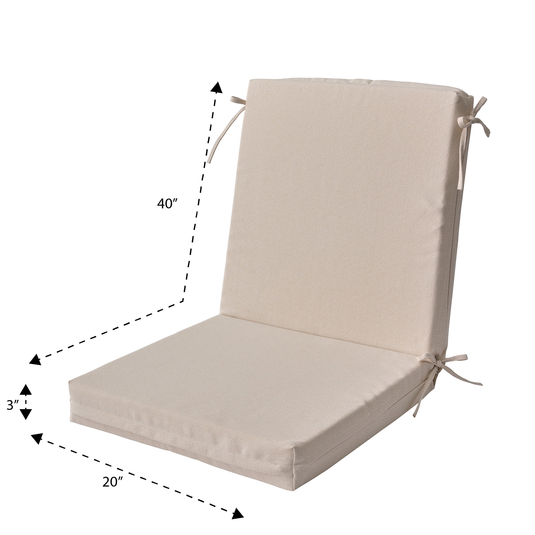 Better Homes & Gardens 44" x 20" Outdoor Chair Seat Cushion, 1-Piece, Beige