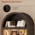 thumbnail image 6 of 79.4" Tall Arched Cabinet Set of 2, Modern 7-Tier Bookshelf with RGB Light and Adjustable Shelf for Living Room, Kitchen, Home Office, Brown, 6 of 10