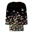 thumbnail image 5 of Towmus 3/4 Length Sleeve Womens Tops Plus Size Blouses Regular Fit T-Shirts Floral Print Tops V Neck Blouses Casual T Shirts Button Up Button Down Pullover Summer Tees, 5 of 5