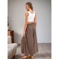 thumbnail image 6 of Women'S Casual Split Wide High Waist Palazzo Flowy Beach Pants Summer Boho Lounge with Pockets Light Brown XXL, 6 of 9