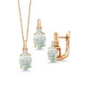Gem Stone King 4.85 Ct Simulated Opal Created Sapphire 18K Rose Gold Plated Silver Jewelry Set
