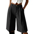 thumbnail image 3 of ManxiVoo Womens High Waist Pleated Shorts Loose Fit with Pockets Straight Casual Work Bottoms, 3 of 6