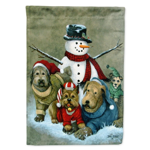 Gather your Friends Snowman with Dogs Flag Canvas House Size