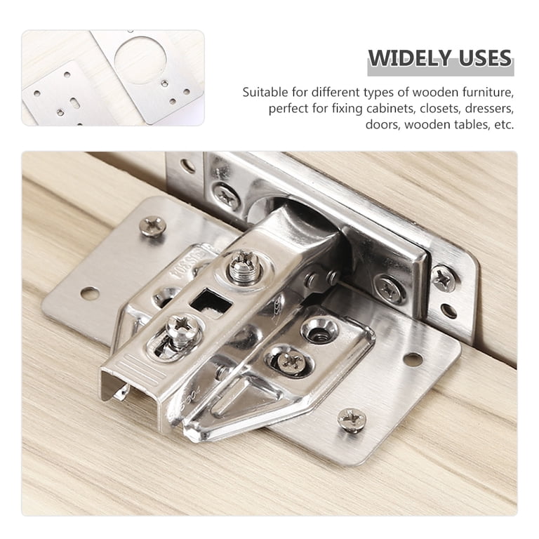 FOGZUVR Cabinet Hinge Repair Plate Kit - 12PCS Stainless Steel Plates To Fix Loose Or Stripped Cabinet Door Hinges