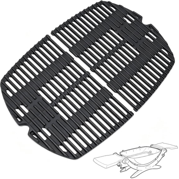 Cooking Grates for Weber Q200, Q220, Q2000, Q2400 Series Gas Grills, Weber 396000, 396001 Grill Parts 7645 Cast Iron Grill Grates Replacement for Weber 65811 69935