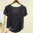 thumbnail image 2 of Camiseta de Manga Corta Mujeres Moda de Verano Yoga Casual Cuello Cuadrado Delantero Hombro Recto Cuello Redondo Superior, 2 of 4