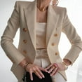 thumbnail image 5 of Dezsed Women's Blazer Business Jacket Elegant Business Office Work Women Lady Solid Button Suit Jacket Coat Outwear Khaki L, 5 of 5