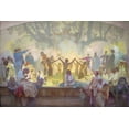 thumbnail image 2 of Mucha, Alphonse 18x13 Gold Ornate Wood Framed with Double Matting Museum Art Print Titled - The Oath of Omladina Under the Slavic Linden Tree, 2 of 4