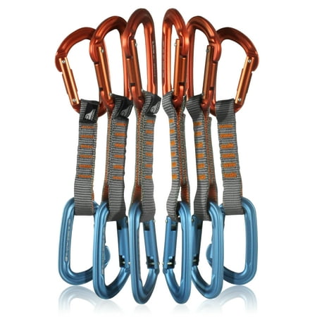 Fusion Climb 6-Pack 11cm Quickdraw Set with Contigua Orange Straight Gate Carabiner/Contigua Blue Straight Gate (Best Quickdraws For Trad Climbing)