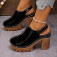 thumbnail image 4 of Pandaie Sabots à Plateforme pour Femmes, Mules à Talons Hauts Épais, Sandales à Bout Rond, à Enfiler, Claquettes, Largeur Grand, Confortables, Escarpins Décontractés, Chaussures, Noir, Taille 6, 4 of 9