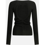 Rick Owens Fitted Black Long-Sleeved Top With Sheer Panel Detail (Women's)